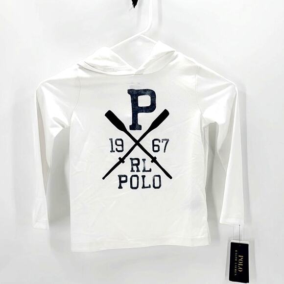 Polo Ralph Lauren Logo Graphic Hooded Cover-Up - White top size 4T coastal - Picture 1 of 7